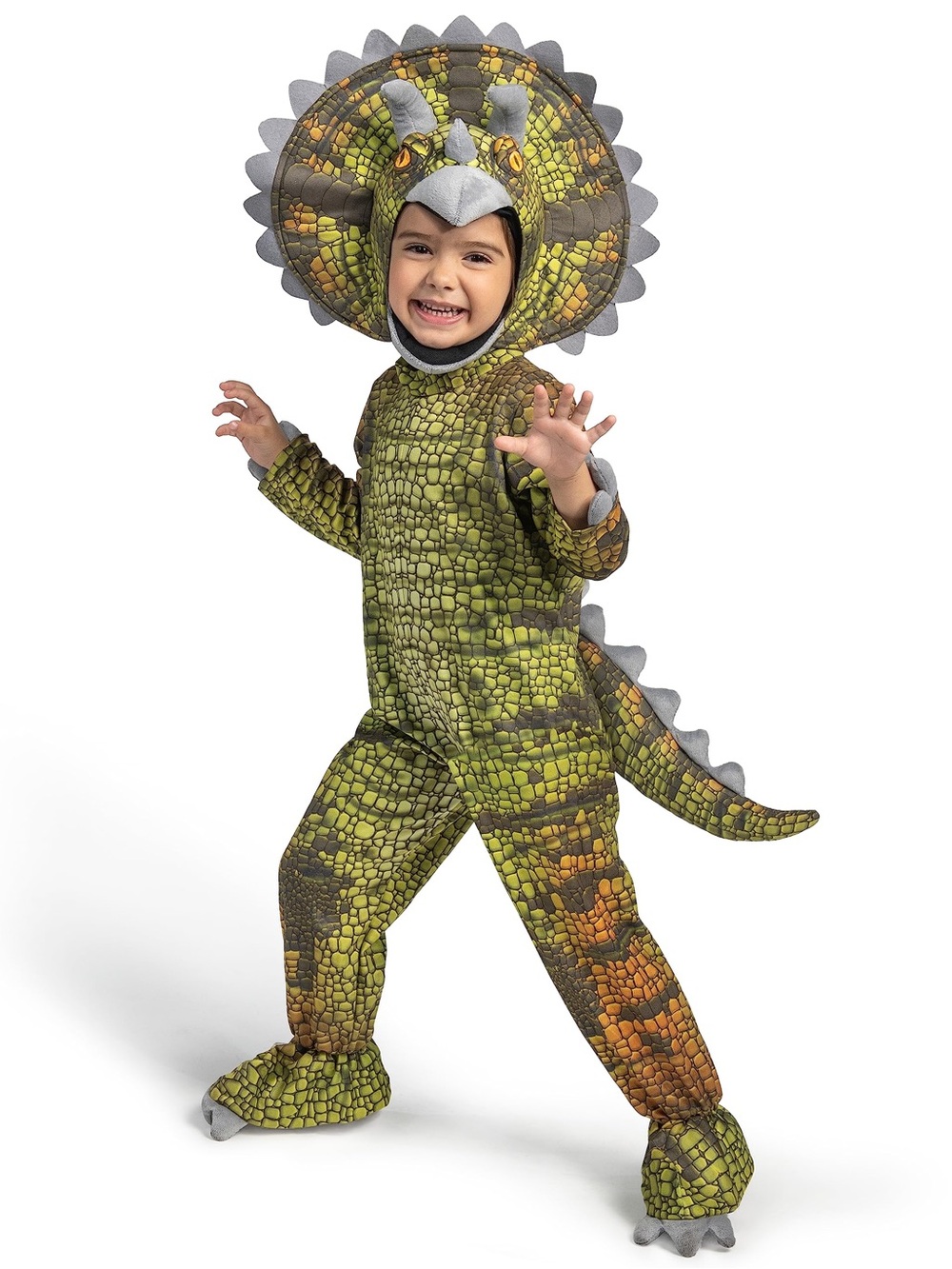 Spooktacular Creations Triceratops Dinosaur Costume Toddler 3T Halloween Green